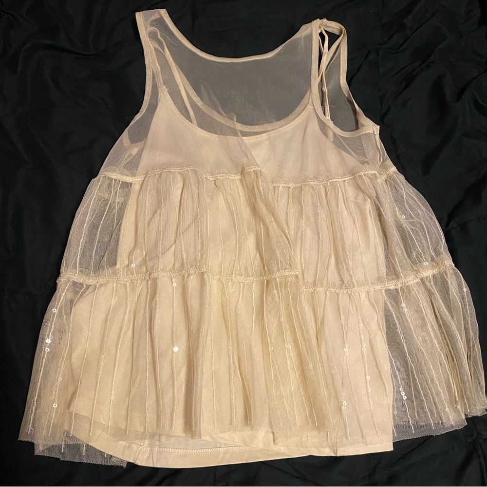 American Eagle Outfitters - Nude tan mesh sequin tank size small